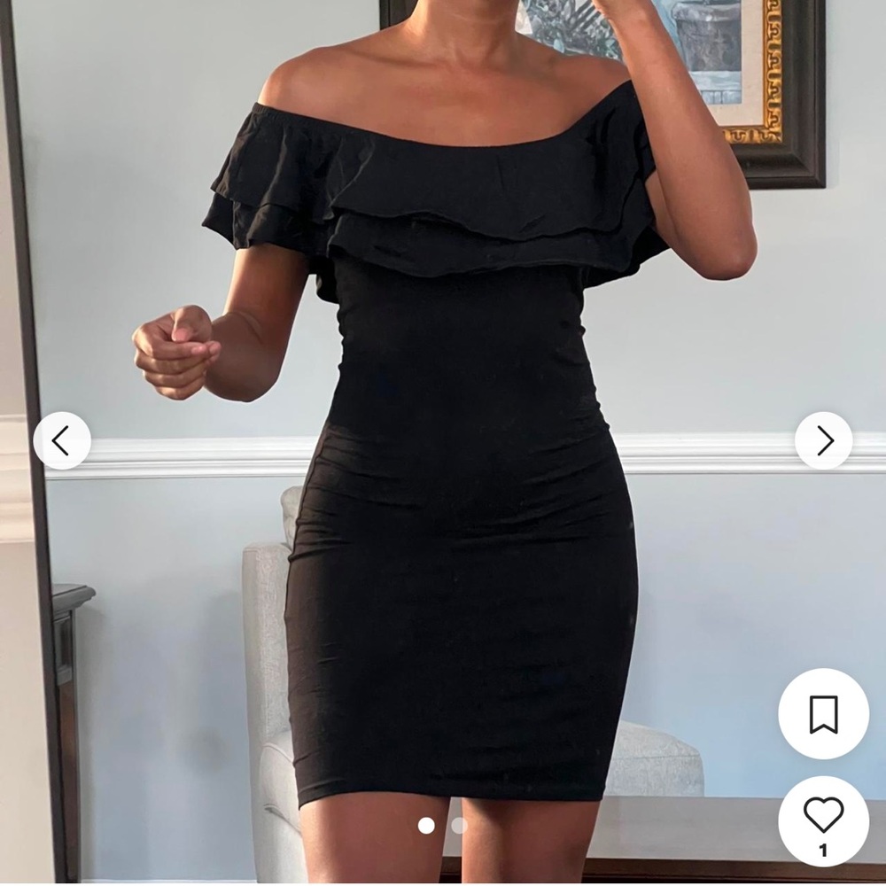 H&M Black Bardot Bodycon Dress